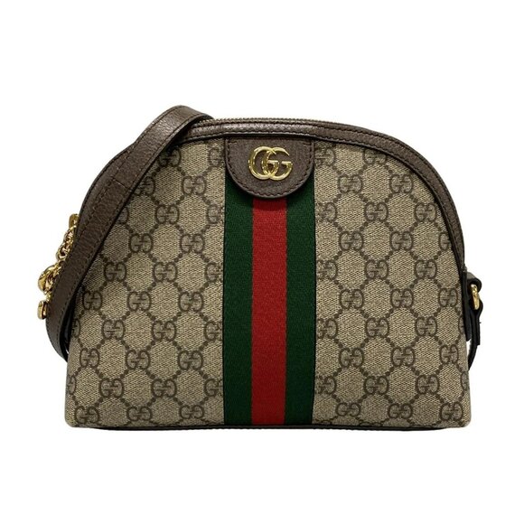 Auth GUCCI Ophidia 499621 Beige Dark Brown Multi PVC Leather Canvas Shoulder Bag - Picture 1 of 16